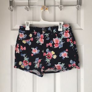Black flowered shorts